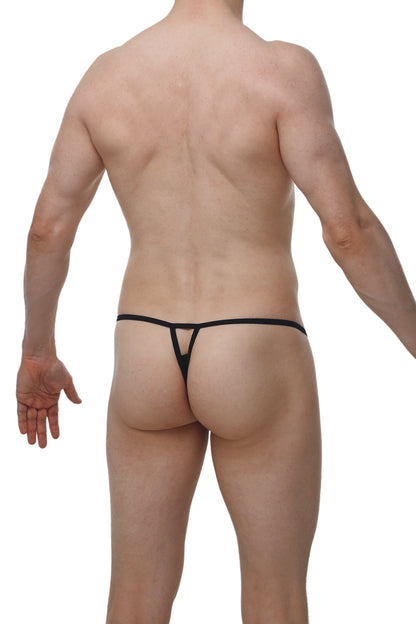 Black thong petitq thong migny macra with a thin sleek design and minimalistic cut showing the back side