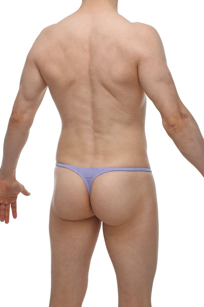 PetitQ thong plellis lilac lavender-colored thin-cut thong made of smooth stretchy fabric shown from the back side