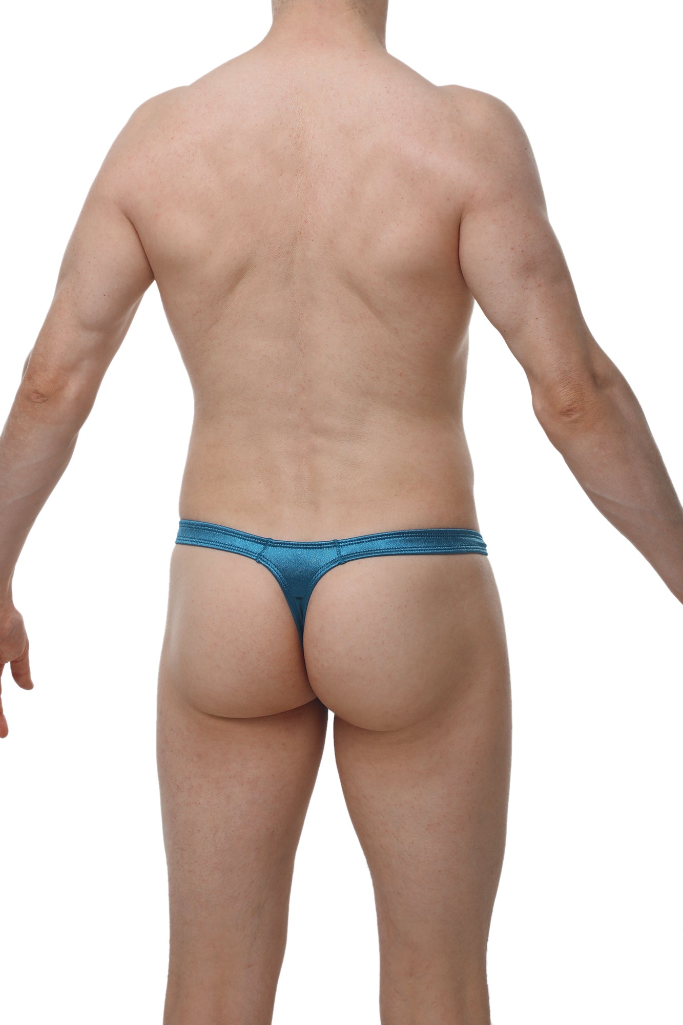 Blue metallic thong from petitq made of satin in teal designed for a stylish and comfortable fit