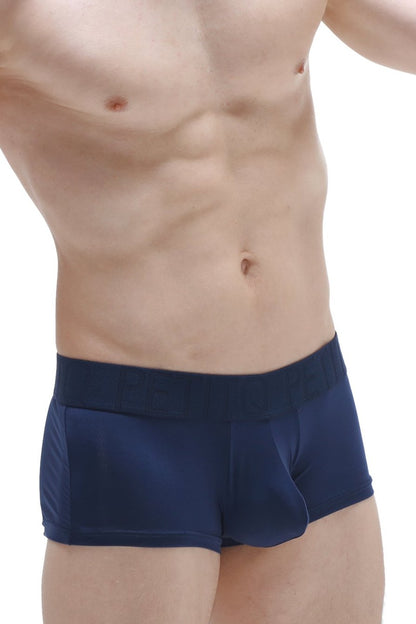 Navy blue PetitQ trunk Reotier plum athletic briefs with smooth, form-fitting fabric and contoured design