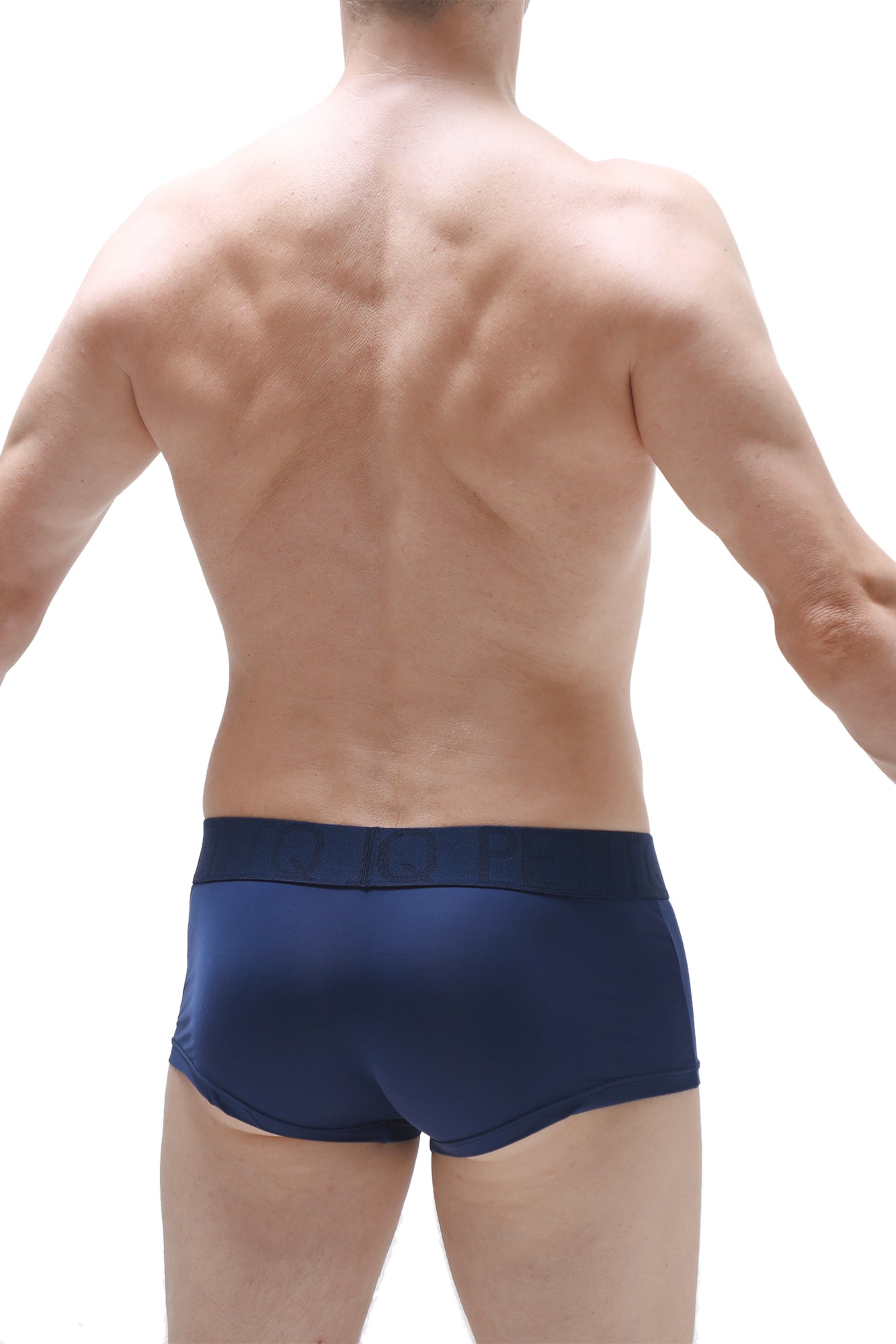 Navy blue petitq trunk reotier plum athletic briefs with smooth, form-fitting fabric and solid color design