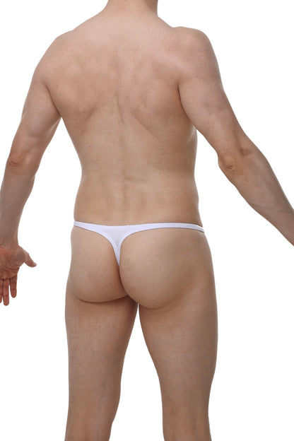 White thong underwear by arthus and nico in a thin seamless design for men by petitq
