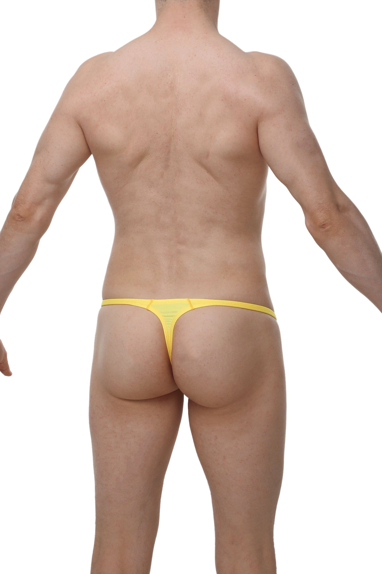 Bright yellow seamless thong underwear for men by Arthus and Nico featuring a smooth design from PetitQ