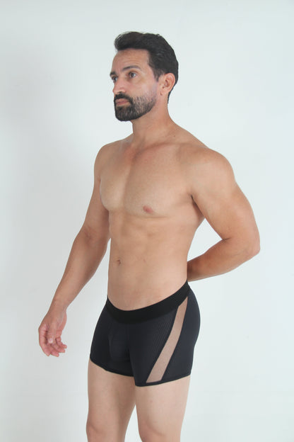 Tulio Mesh Panel Trunk Underwear - Black