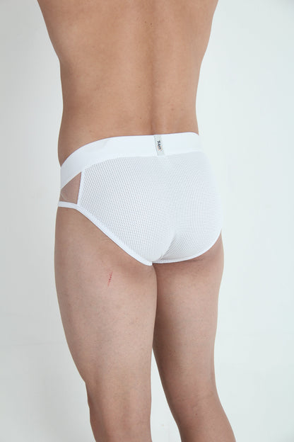 Tulio Mesh Panel Briefs Underwear - White