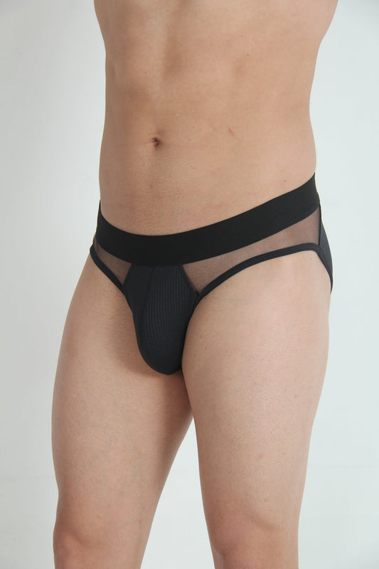Tulio Mesh Panel Briefs Underwear - Black