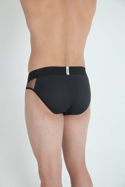 Tulio Mesh Panel Briefs Underwear - Black