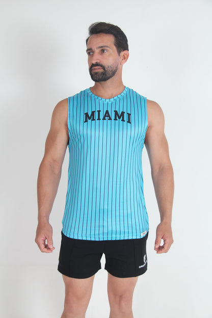 Tulio Miami Muscle Tank Top - Turquoise/Navy