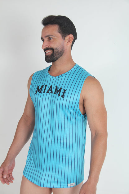 Tulio Miami Muscle Tank Top - Turquoise/Navy