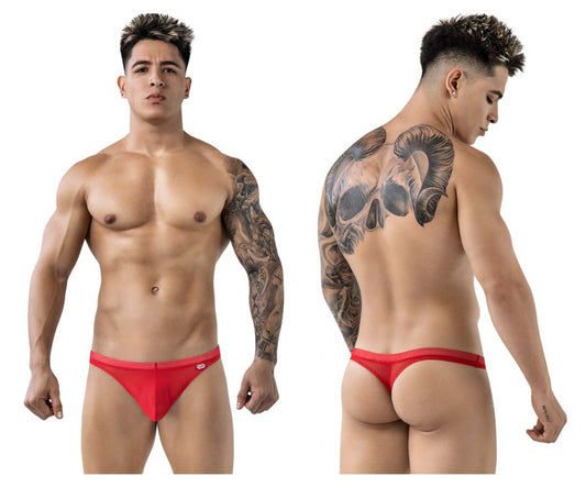 Red pikante pike 1823 luxury thong briefs featuring a small logo on the side in smooth fabric
