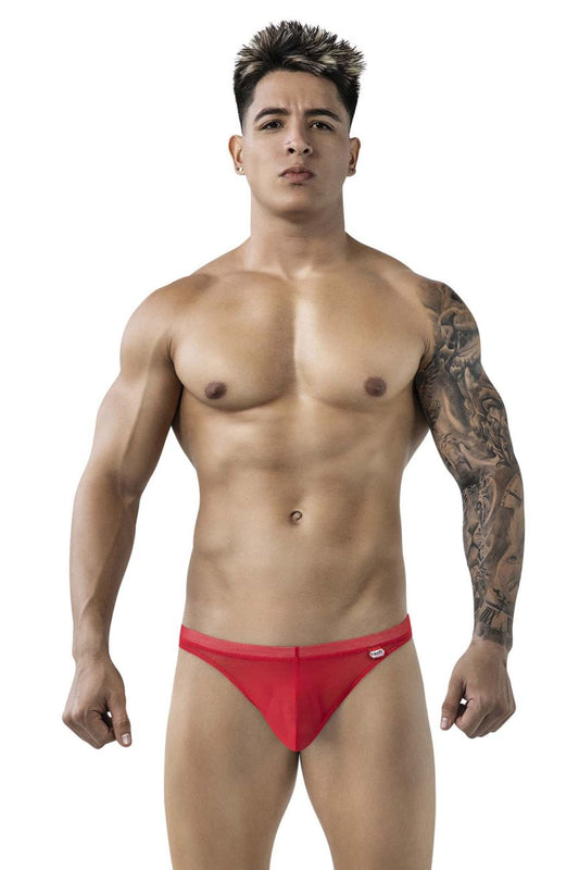 Red athletic briefs with a small logo on the waistband from pikante PIK 1823 luxury thongs collection