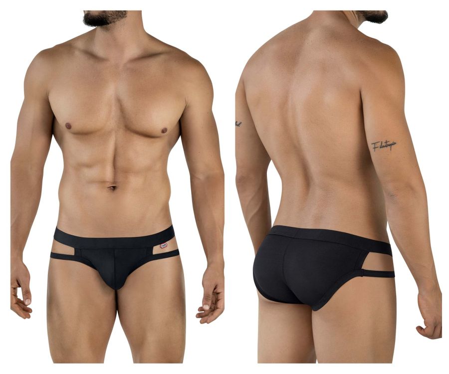 Black pikante pik 2114 lenox briefs with sleek form-fitting design and distinctive side cutouts in black color