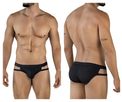 Black pikante pik 2114 lenox briefs with sleek form-fitting design and distinctive side cutouts in black color