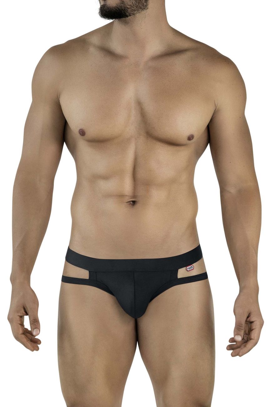 Black pikante pik 2114 lenox briefs featuring sleek form-fitting design and distinctive side cut-out details