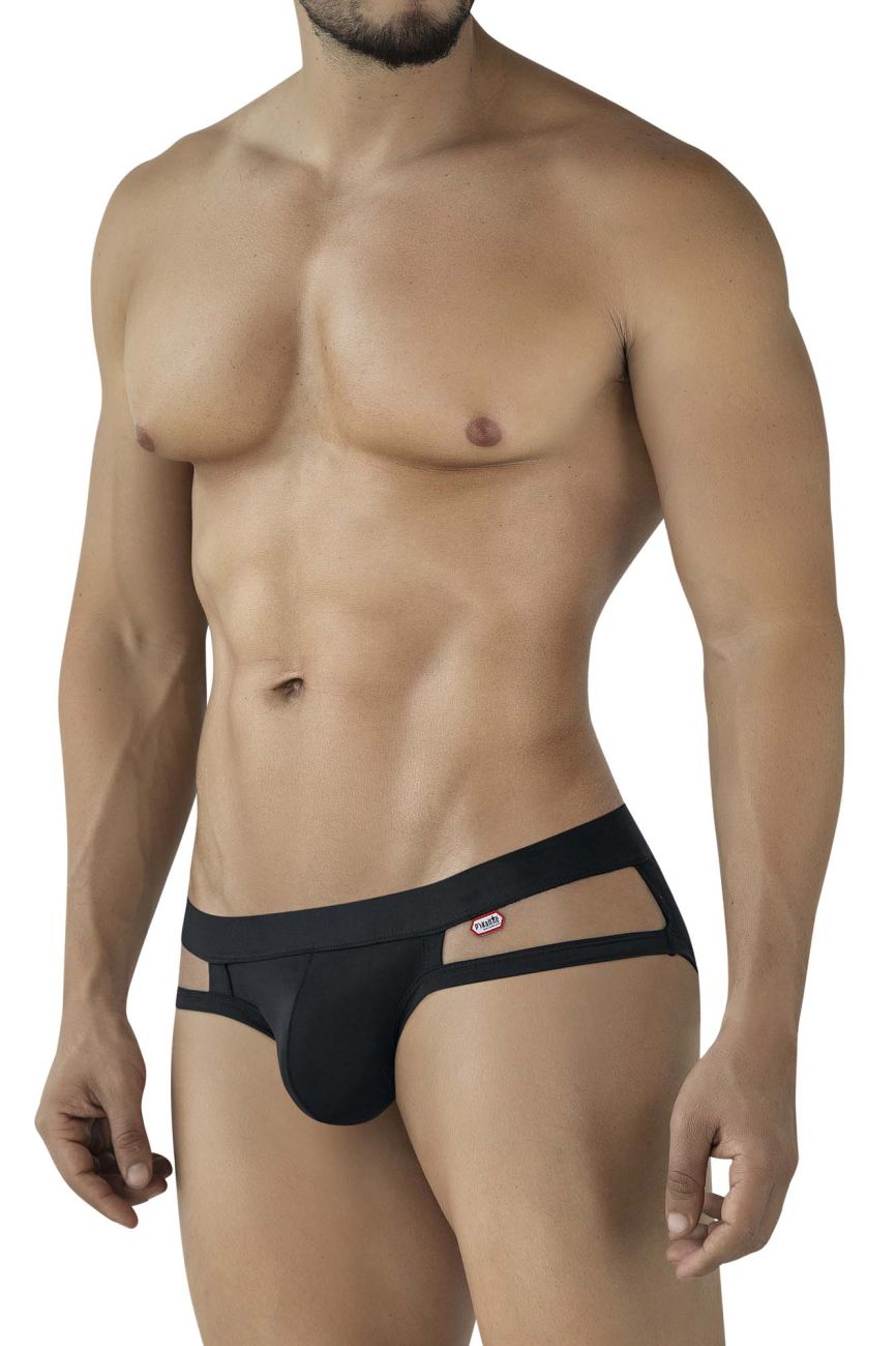 Black Pikante PIK 2114 Lenox briefs with sleek form-fitting design and side cutout details in black