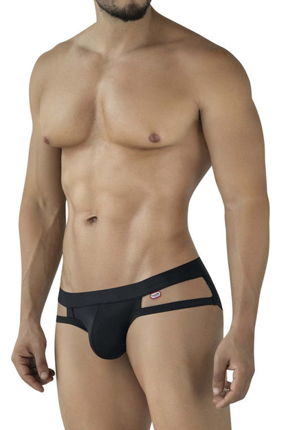 Black Pikante PIK 2114 Lenox briefs with sleek form-fitting design and side cutout details in black