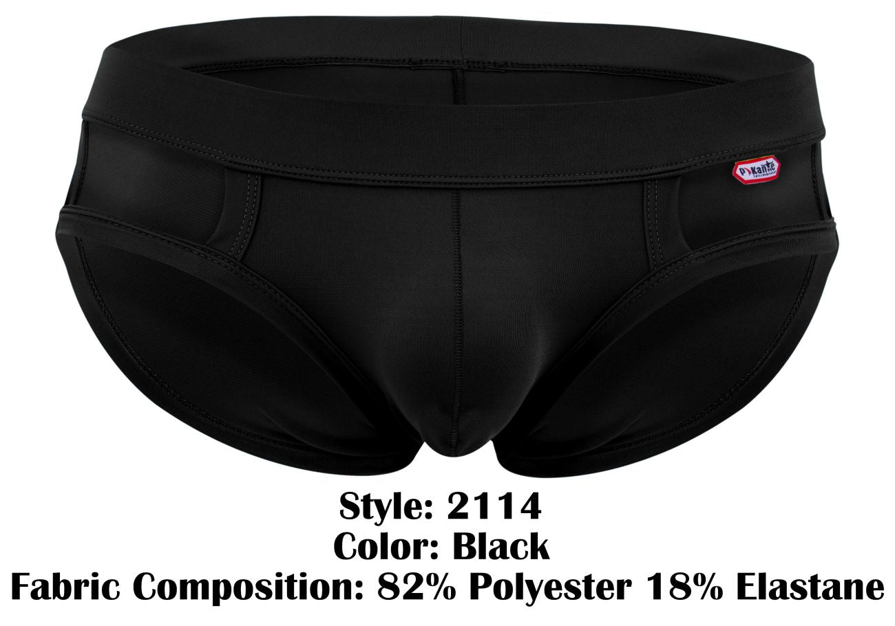 Black Pikante PIK 2114 Lenox briefs made from 82% polyester and 18% elastane shown from the back side