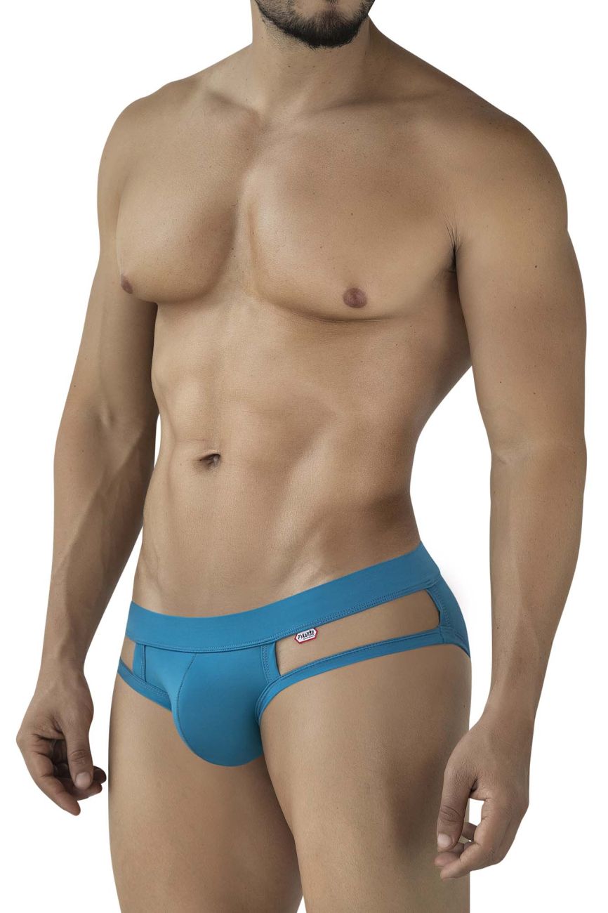 Blue pikante pik 2114 lenox briefs with cut-out design and small logo on waistband men’s underwear