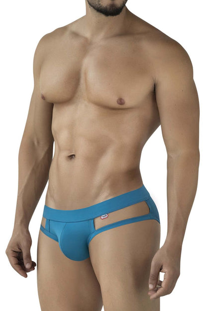 Blue pikante pik 2114 lenox briefs with cut-out design and small logo on waistband men’s underwear