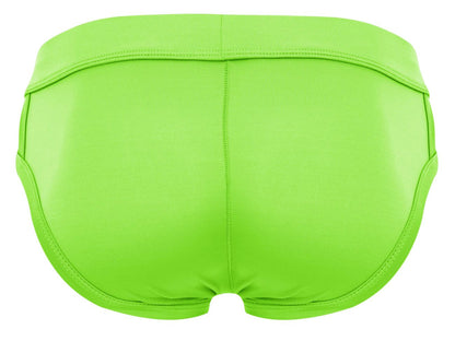 Bright lime green pikante PIK 2114 Lenox briefs swim trunks with smooth stretchy fabric and clean waistband stitching