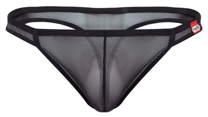 Black mesh thong with solid black elastic waistband and trim from pikante pik 2115 amusing thongs collection