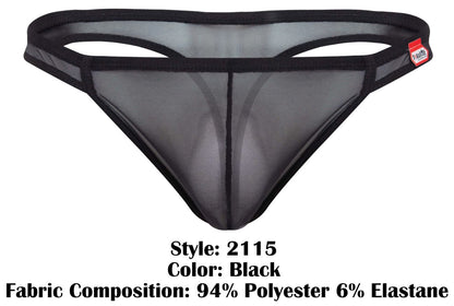 Black mesh thong with solid black elastic waistband and trim from pikante pik 2115 amusing thongs color black