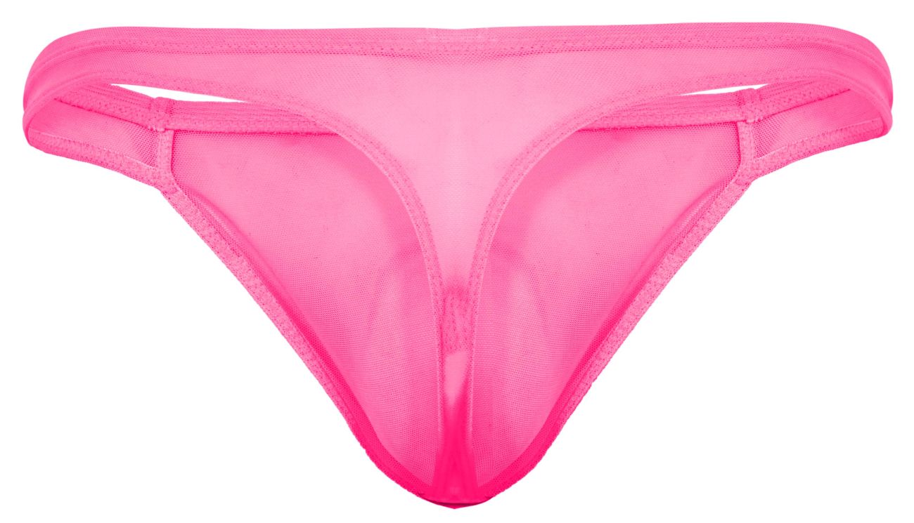 A vibrant pink sheer mesh thong with smooth translucent fabric and reinforced edges pikante PIK 2115 amusing thongs
