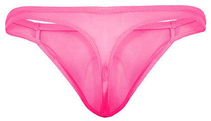 A vibrant pink sheer mesh thong with smooth translucent fabric and reinforced edges pikante PIK 2115 amusing thongs