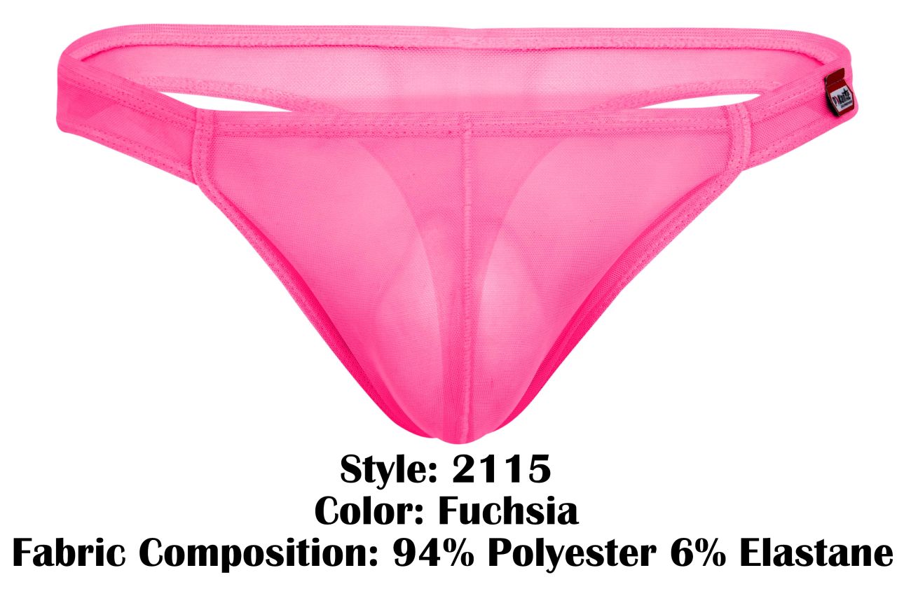 Fuchsia sheer mesh thong pikante pik 2115 amusing made of 94 polyester 6 elastane showing the back side