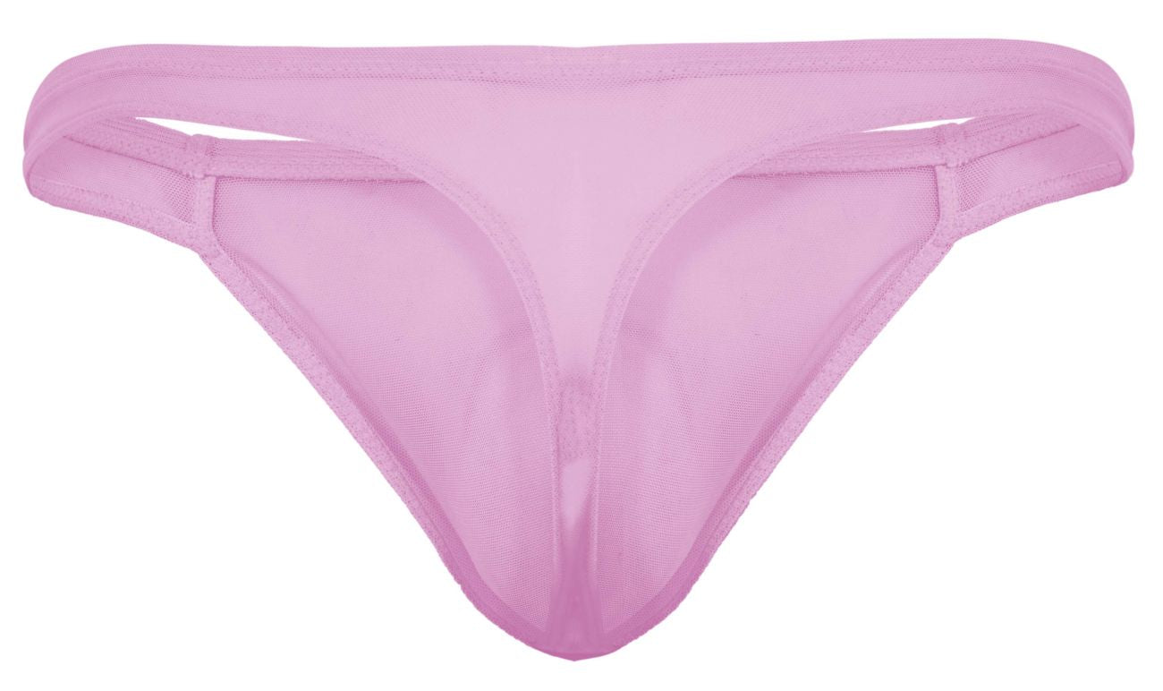 A soft pink sheer mesh thong with smooth stretchy fabric and minimalist design pikante PIK 2115 amusing thongs