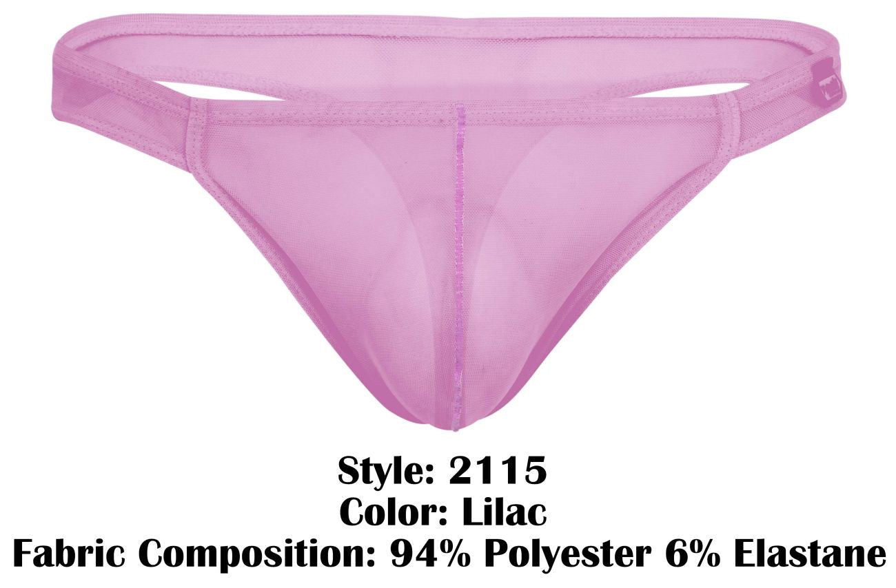 Lilac-colored sheer mesh thong made from 94 polyester 6 elastane by Pikante PIK 2115 Amusing Thongs