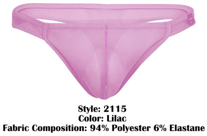 Lilac-colored sheer mesh thong made from 94 polyester 6 elastane by Pikante PIK 2115 Amusing Thongs