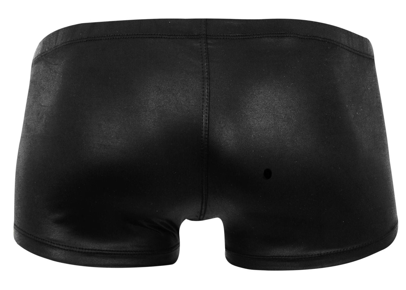 Black shiny faux leather briefs pikante pik 2116 candy trunks in black showing front side design