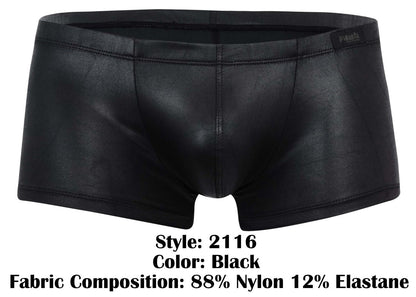 Black pikante pik 2116 candy trunks briefs in nylon and elastane with a sleek shiny finish