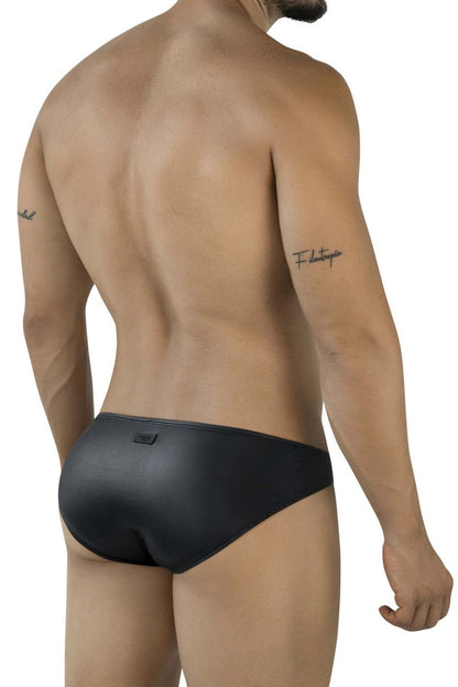Pikante PIK 2117 Candy Briefs black sleek form-fitting swim trunks with subtle sheen for stylish swimwear use