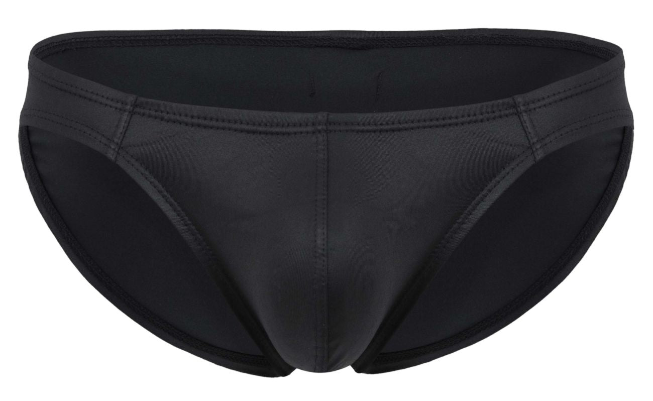 Black pikante pik 2117 candy briefs swim trunks with sleek glossy finish and reinforced seam stitching