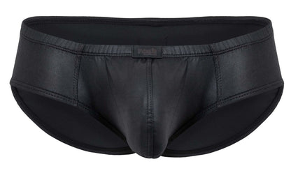Black patent leather Pikante PIK 2118 Candy briefs with a sleek glossy finish and subtle stitching details