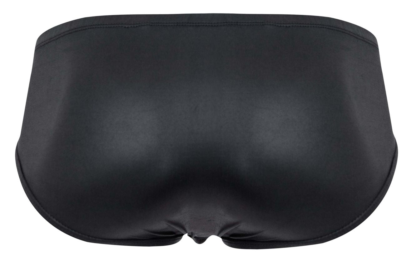 Black glossy finish pikante pik 2118 candy briefs swim trunks with smooth form fitting design visible from front side