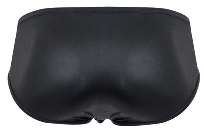 Black glossy finish pikante pik 2118 candy briefs swim trunks with smooth form fitting design visible from front side