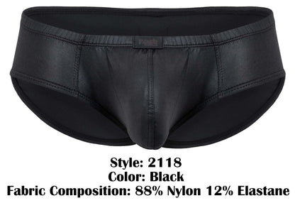 Black pikante pik 2118 candy briefs made of 88 nylon 12 elastane with a sleek shiny finish