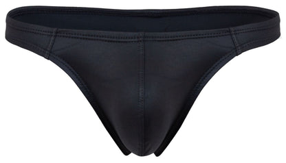 Black glossy finish pikante pik 2119 candy thong made of stretchy smooth seamless fabric shown from the back side