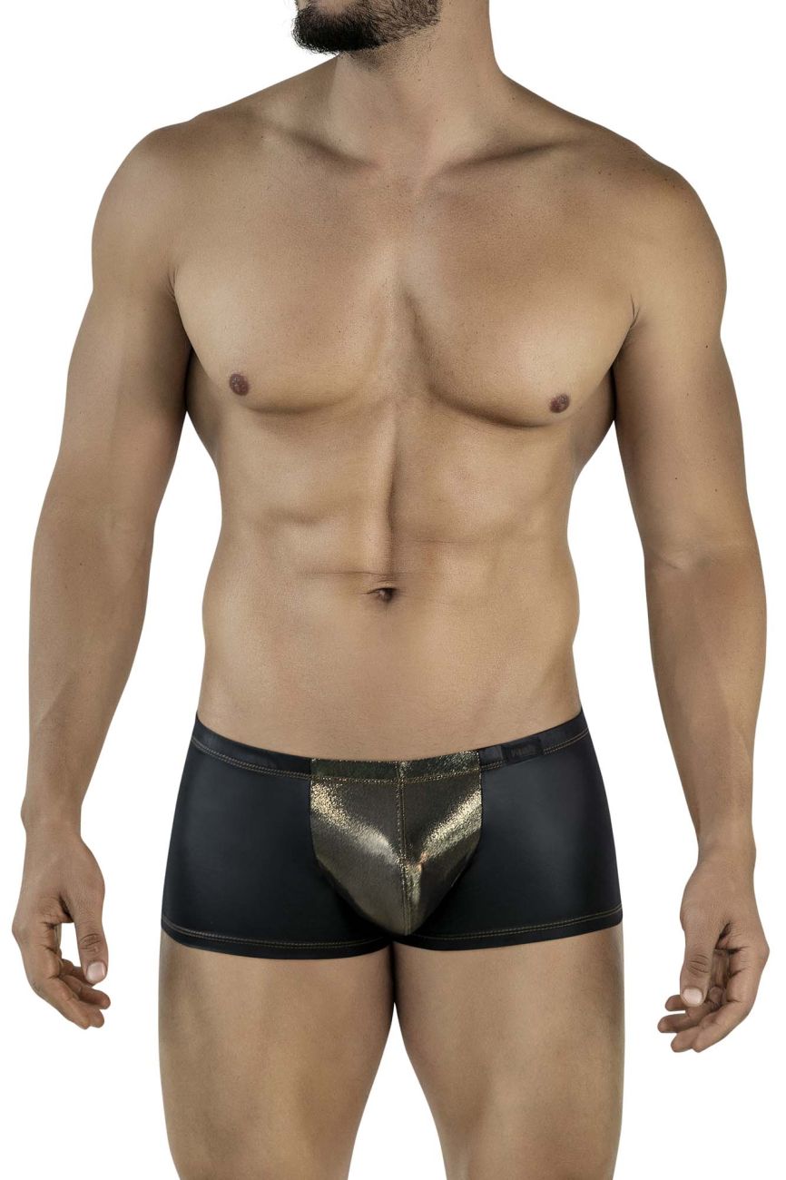 Black pikante PIK 2120 gold cup trunks with shiny gold metallic front panel briefs for stylish comfort