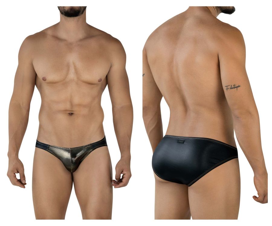Black and metallic gold pikante PIK 2121 gold cup briefs with a sleek shiny finish for comfortable support