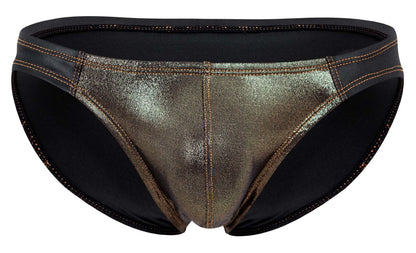 Pikante PIK 2121 gold cup briefs in shiny metallic gold and black with contrasting stitching