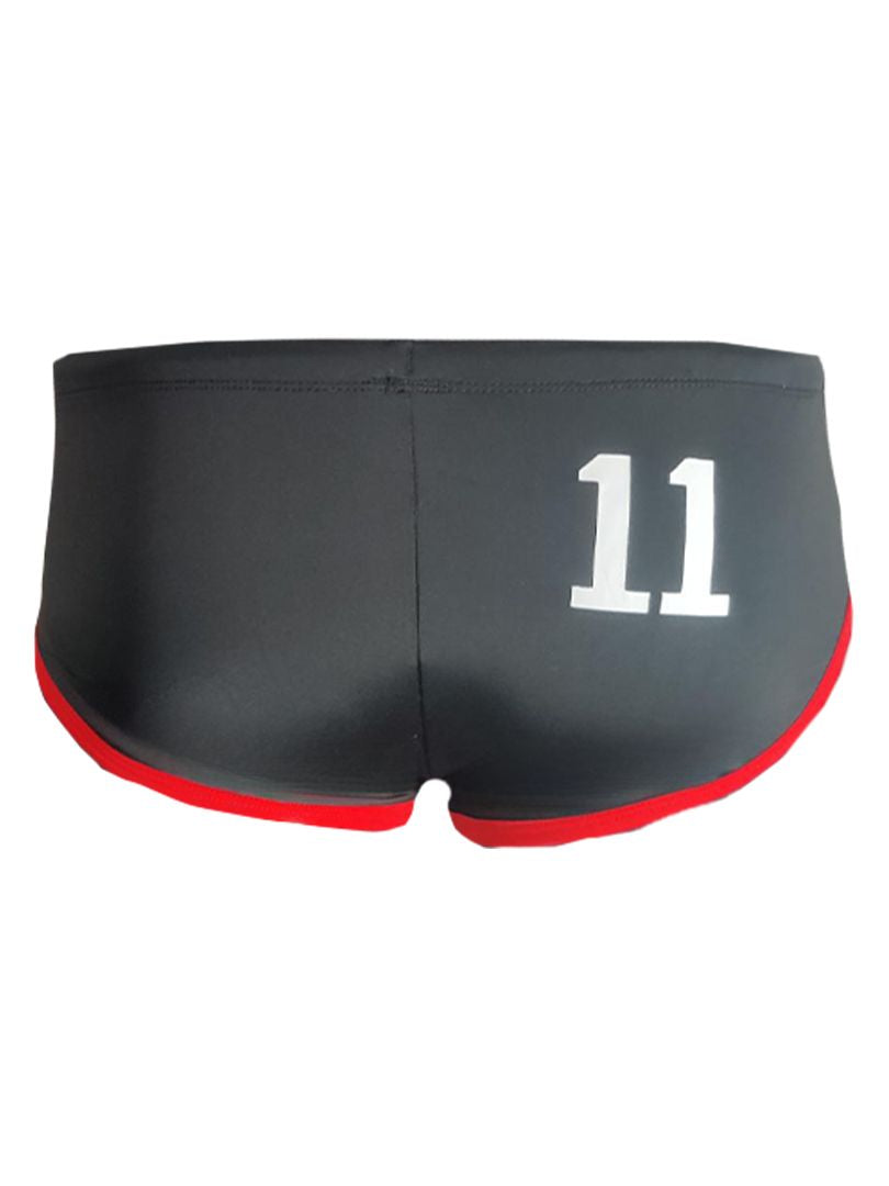 Black pride jethro 11 swim racer athletic shorts with red trim and white number 11 printed on the side