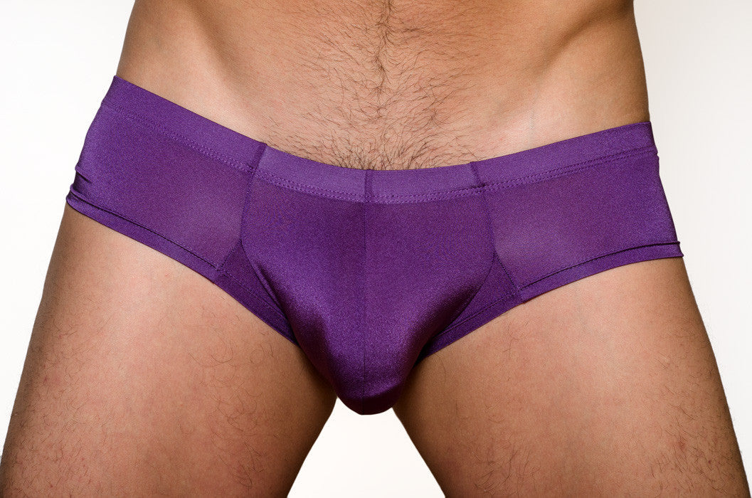 Purple satin pride metro bunz boxer with plus pouch featuring a smooth glossy finish and snug fit