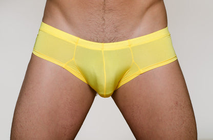 Bright yellow pride metro bunz boxer briefs with plus pouch made of smooth stretchy fabric and subtle seam detailing