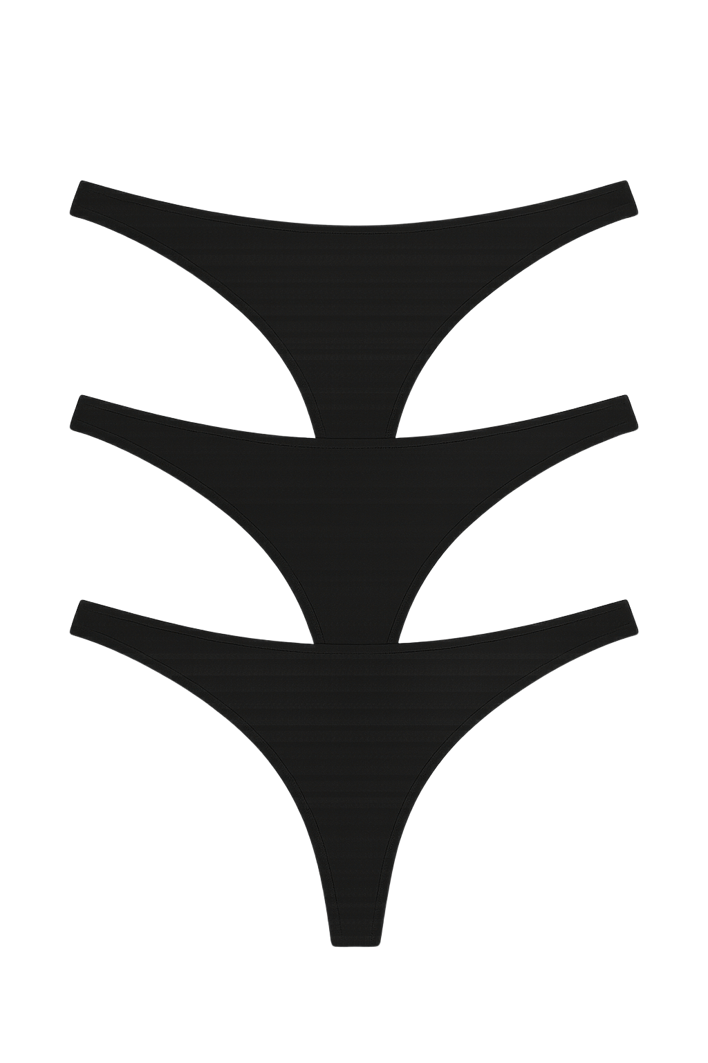 Black stylized logo with three curved symmetrical arms on pride metro rio bikini 3-pack swimwear product