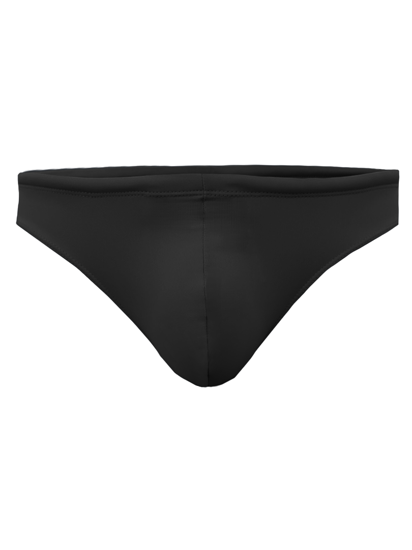 Black sleek minimalist pride swim bikini trunks with smooth fabric finish perfect for swimming and beachwear