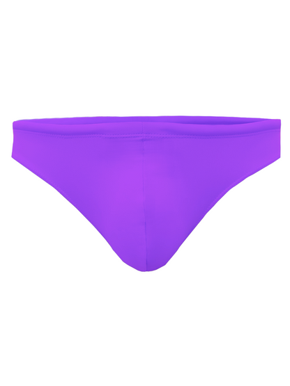 Purple pride swim bikini bottom with smooth seamless design shown from the back side